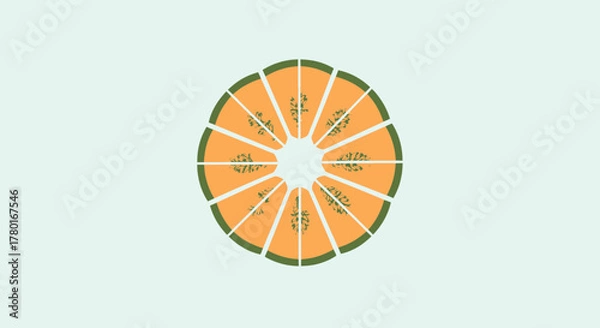 Fototapeta Abstract Illustration Of A Cantaloupe Section, Fresh And Vibrant, Minimalist Design