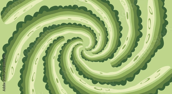 Fototapeta Abstract Swirling Tentacle Design With Repeating Patterns And Green Color Tones