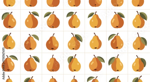Fototapeta Abundant Pear Arrangement Creating Repeated Patterns for Fresh Food Designs