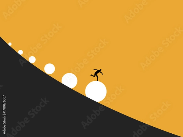 Obraz Businessman running on snowball effect.