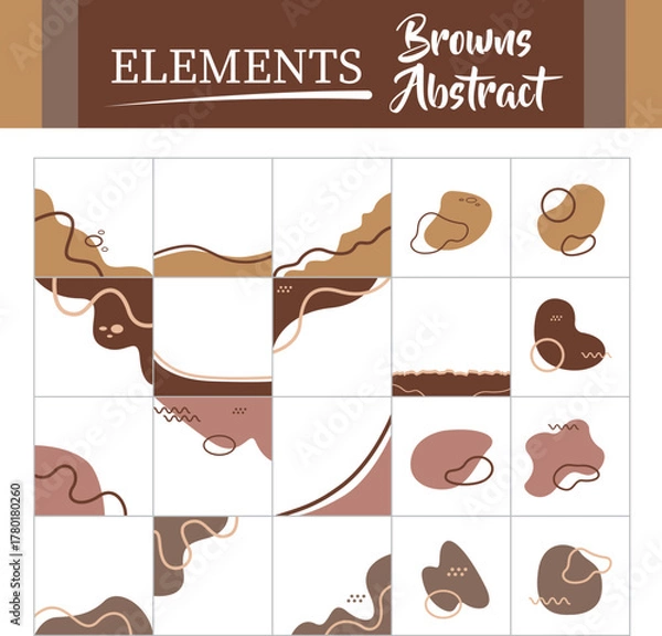 Obraz Earthy Abstract Border Elements – Organic Shape Corner Vector Set