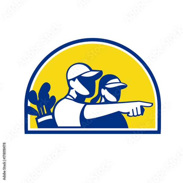 Fototapeta Caddie and Golfer Pointing Retro