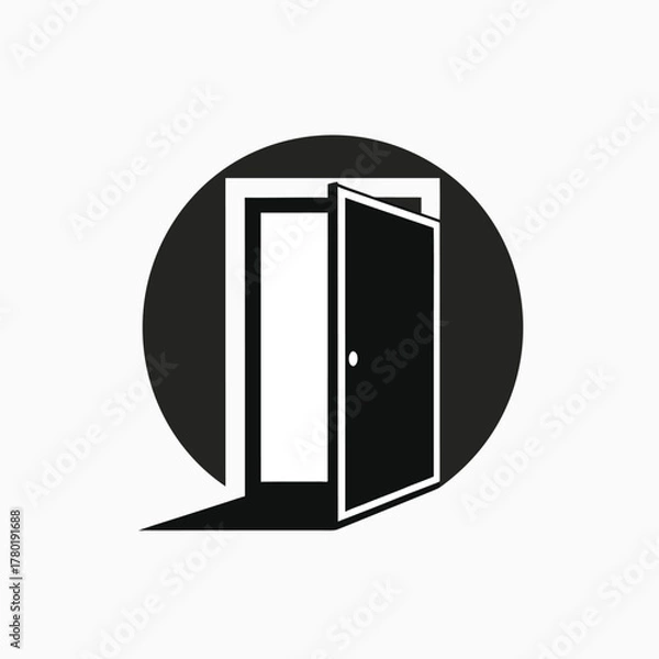 Fototapeta  open door icon silhoutte vector style template