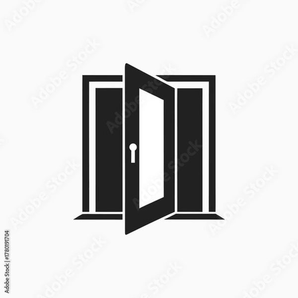 Fototapeta  open door icon silhoutte vector style template
