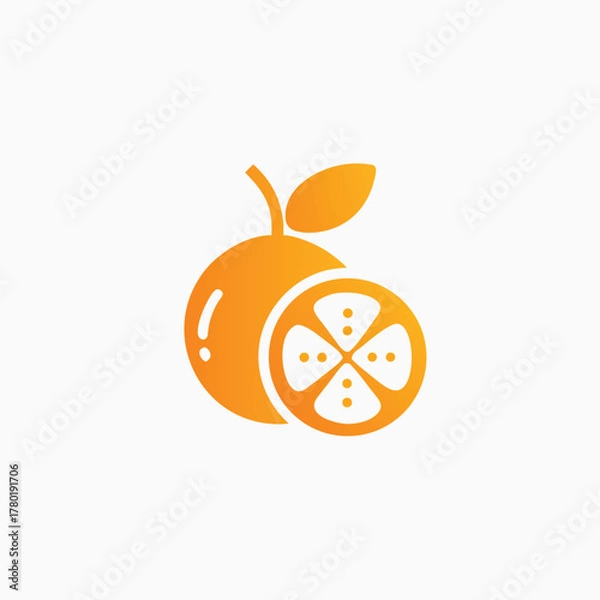 Fototapeta orange icon silhoutte vector style template
