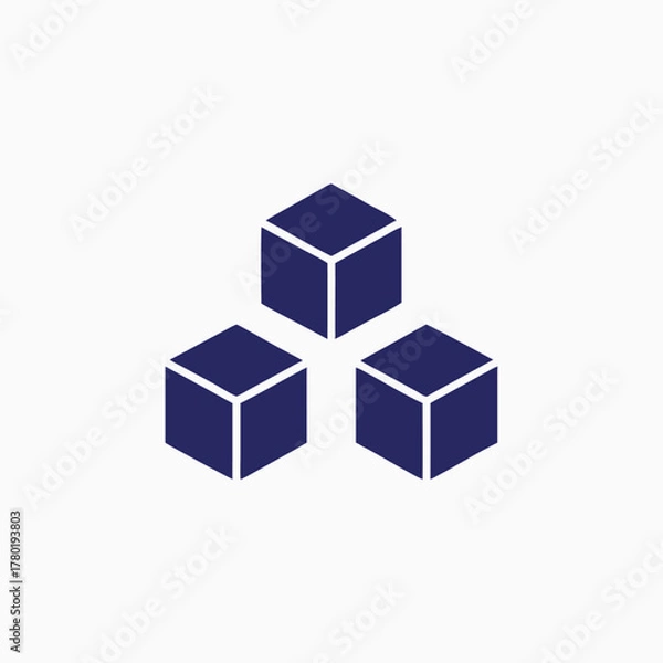 Obraz 3d cube icon silhoutte vector template.