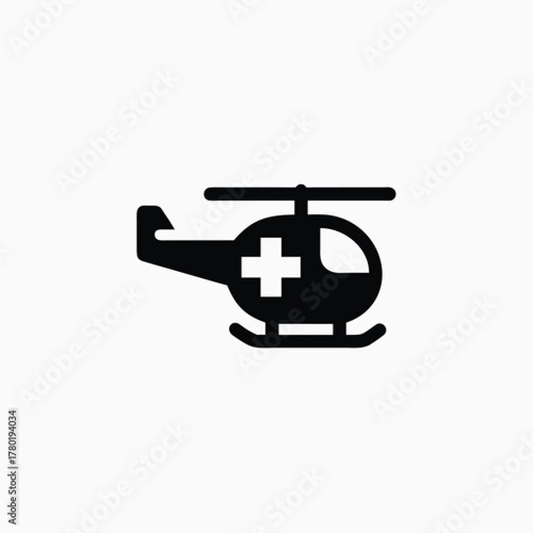Fototapeta air ambulance icon silhoutte vector template