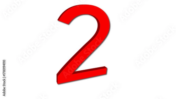 Obraz 3d red number two
