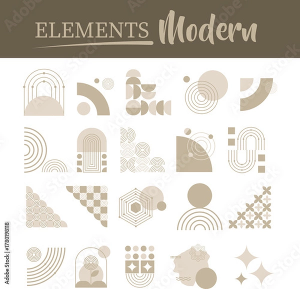 Obraz Minimalist Geometric Abstract Shapes – Modern Neutral Aesthetic Vector Set