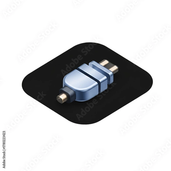 Fototapeta 3d render of a hdmi connector on a black square isolated on transparent background