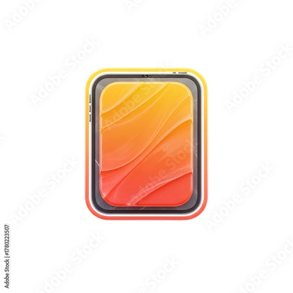 Fototapeta Smartphone icon with orange screen isolated on transparent background for design and decoration