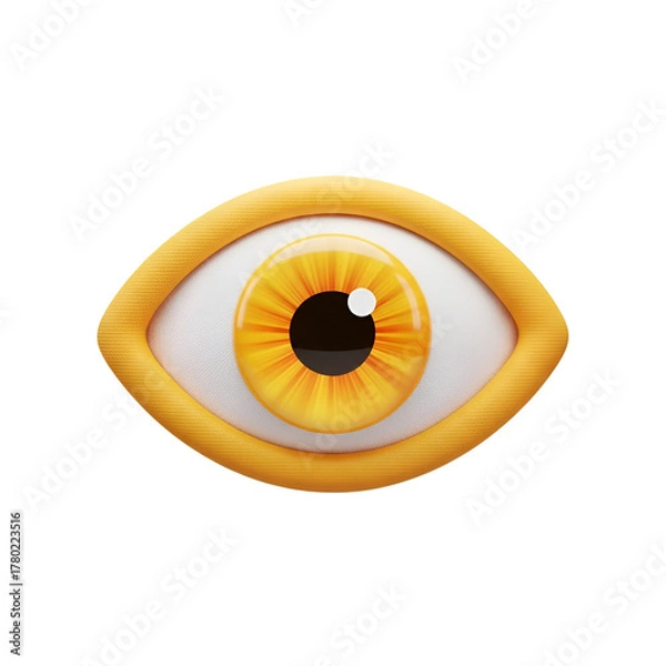 Fototapeta Eye icon with yellow iris isolated on transparent background for design and decoration