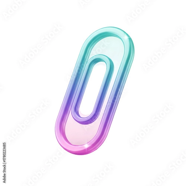 Fototapeta A colorful paper clip isolated on transparent background, a simple office supply icon