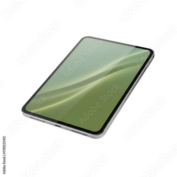 Fototapeta Modern tablet with green screen isolated on transparent background for mockup presentation