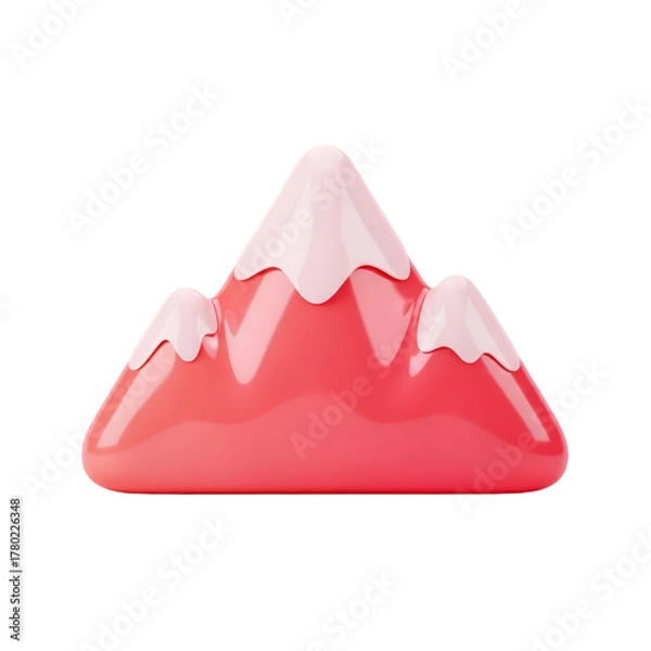 Fototapeta Pink mountain icon with snow isolated on transparent background