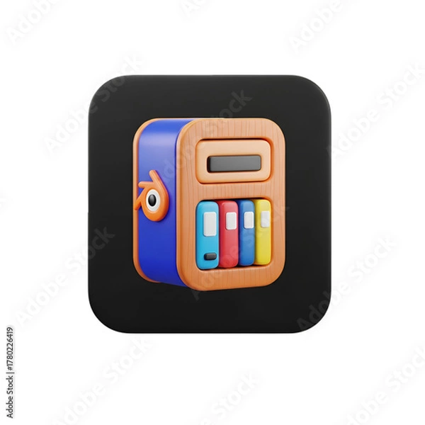Fototapeta Colorful book shelf icon isolated on transparent background