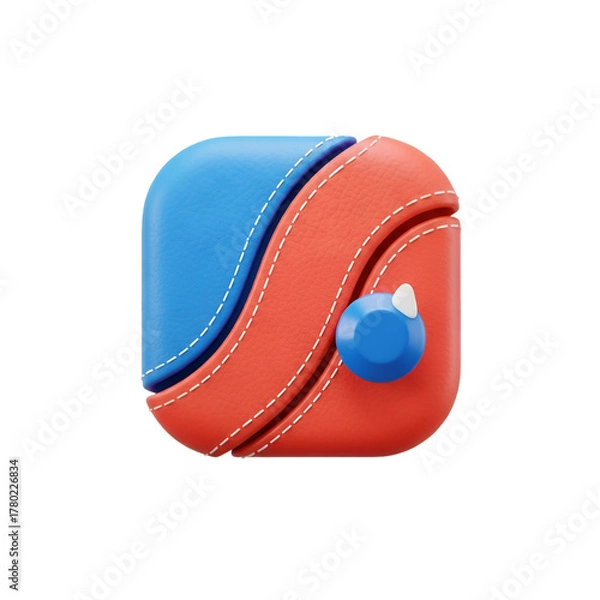 Fototapeta App icon with a blue and red design isolated on transparent background for application
