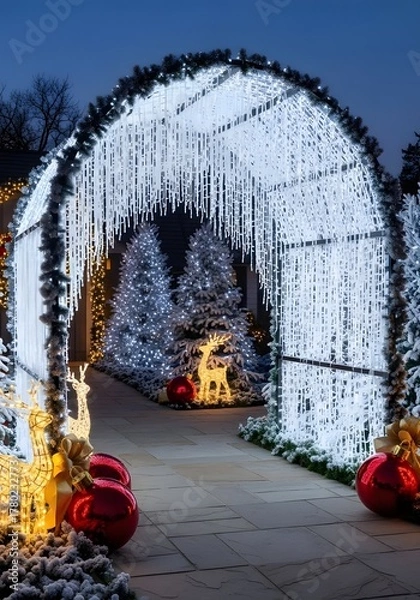 Fototapeta christmas tree in the fireplace