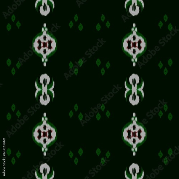 Fototapeta Christmas Ornament Ikat Seamless Pattern - Xmas background seamless - Seamless Pattern - Ikat ornament for holiday decoration - Seamless for textile and paper printing