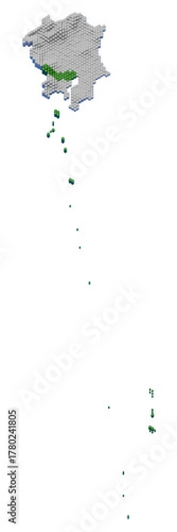 Fototapeta ハニカム構造状の東京都の立体地図