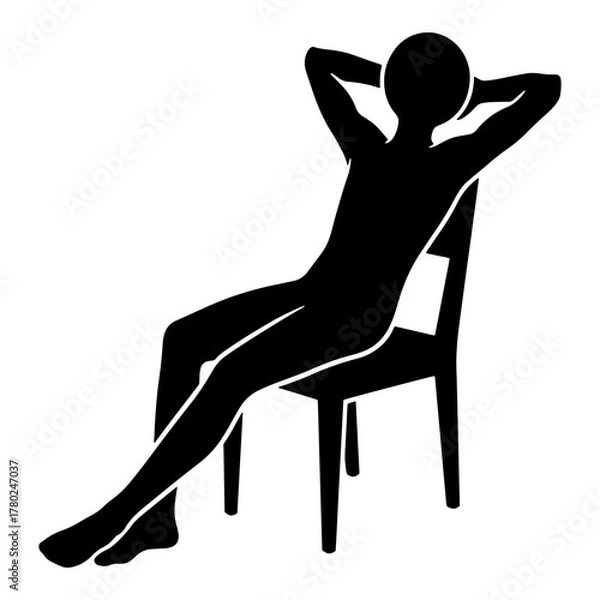 Fototapeta Relaxing silhouette of a person sitting in a chair vector illustration for break time or leisure concepts isolated on white background