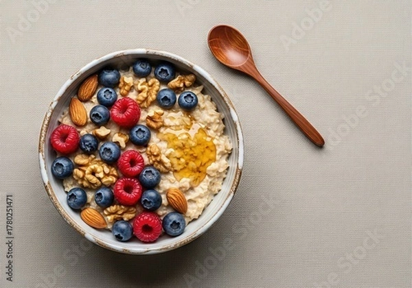 Obraz Healthy breakfast oats with fresh berries
