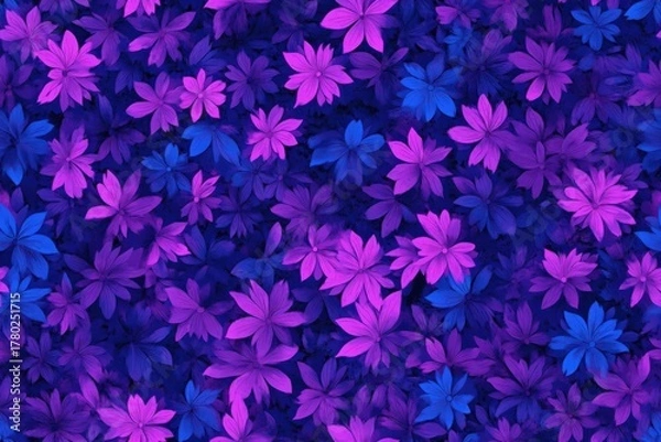 Obraz A Vibrant Display of Purple and Blue Flowers Creating a Mesmerizing Floral Background