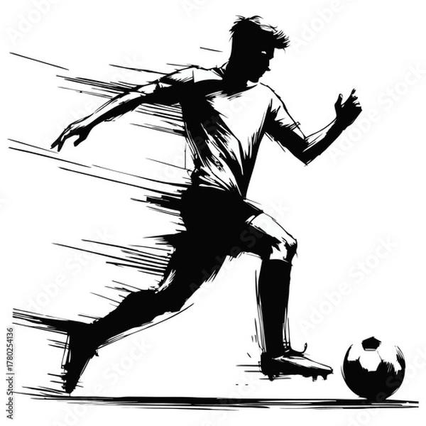 Obraz Soccer Player Dribbling the Ball Illustration