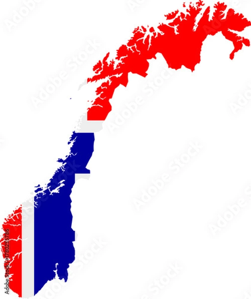 Fototapeta Norway Map with National Flag Design Vector