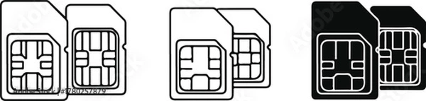 Obraz Multiple SIM cards in outline and solid fill SIM card