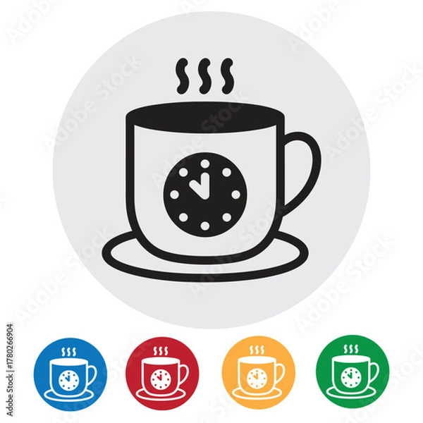 Obraz Take a break with a steaming cup of coffee and make time for yourself, a colorful icon representing relaxation and recharge time