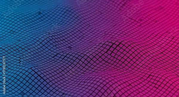 Fototapeta Vibrant gradient grid waves flow with dynamic energy