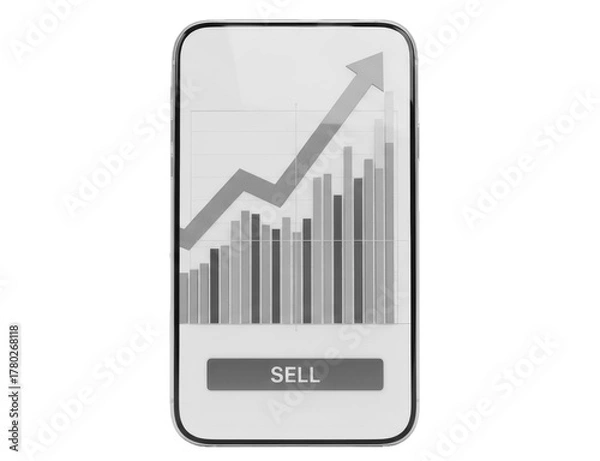 Obraz Stock graph on phone isolated on transparent background