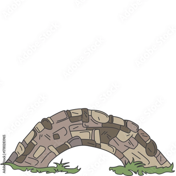 Obraz classic old stone river bridge vector cartoon element design