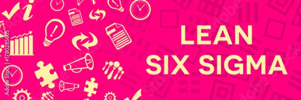 Fototapeta Lean Six Sigma Business Symbols Random Circular Pink Left 