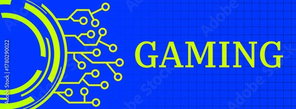 Fototapeta Gaming Tech Circle Circuit Green Blue Horizontal Text 