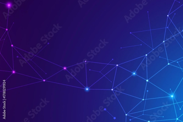 Fototapeta Futuristic Blue Network Connection, Abstract Digital Technology Background.