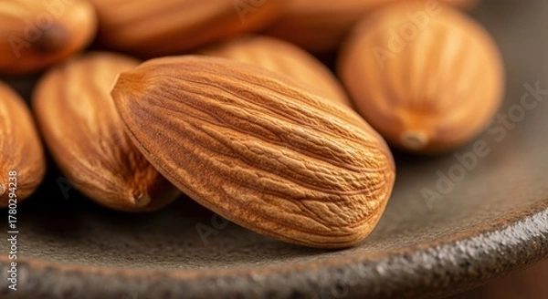 Fototapeta Macro Close-Up of Delicious Raw Almonds A Healthy, Wholesome, and Nutritious Snack Choice