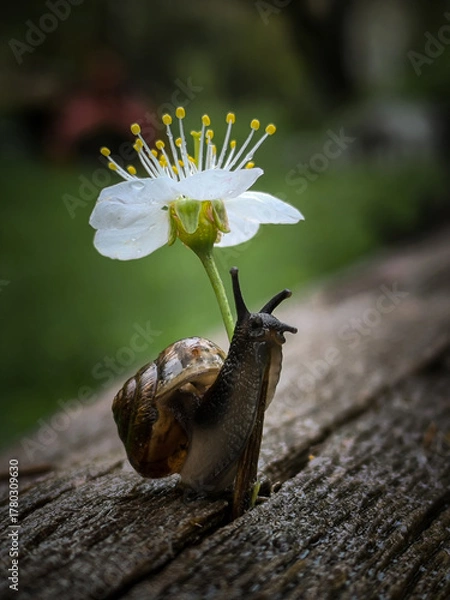 Obraz snail on a flower