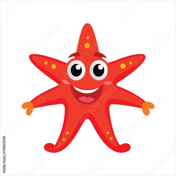 Fototapeta Funny Marine Starfish Vector Art for Cartoon and Logo Design