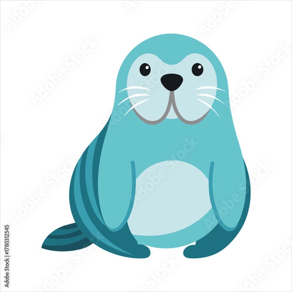 Fototapeta Funny Cartoon Walrus Vector Art for Kids and Animal Projects