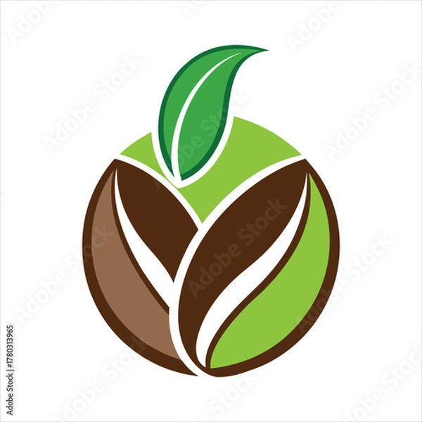 Obraz Coffee Bean Natural Stylized Icon Vector Illustration