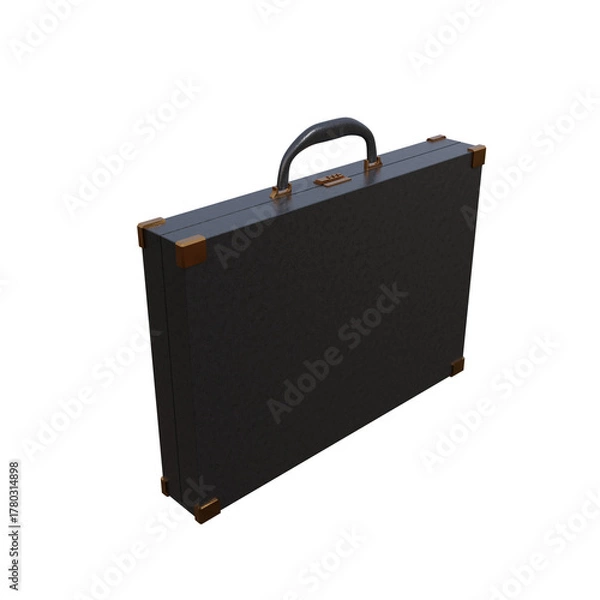Obraz 3D Render of Black Business Briefcase Isolated on Transparent Background