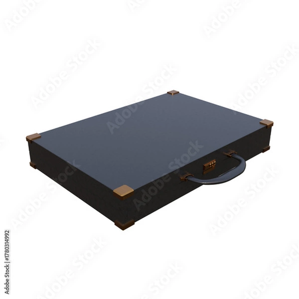 Fototapeta 3D Render of Black Business Briefcase Isolated on Transparent Background