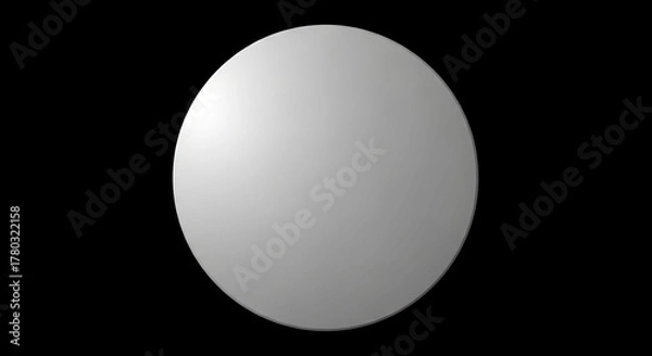 Fototapeta A light gray softly shaded sphere floats against a stark black background
