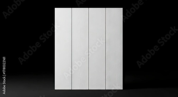 Obraz A light panel of four vertical boards stands on a dark surface against a black backdrop