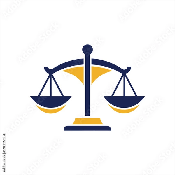 Obraz Minimalist Justice Scale Icon – Law Firm Symbol in Flat Vector Style