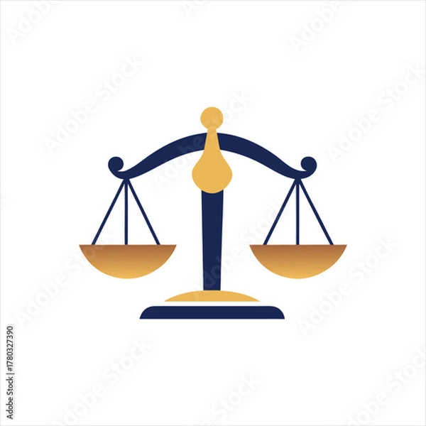 Obraz Minimalist Justice Scale Icon – Law Firm Symbol in Flat Vector Style