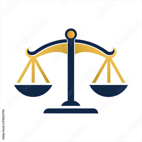 Obraz Minimalist Justice Scale Icon – Law Firm Symbol in Flat Vector Style
