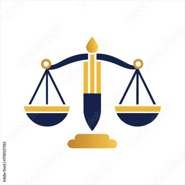 Obraz Minimalist Justice Scale Icon – Law Firm Symbol in Flat Vector Style